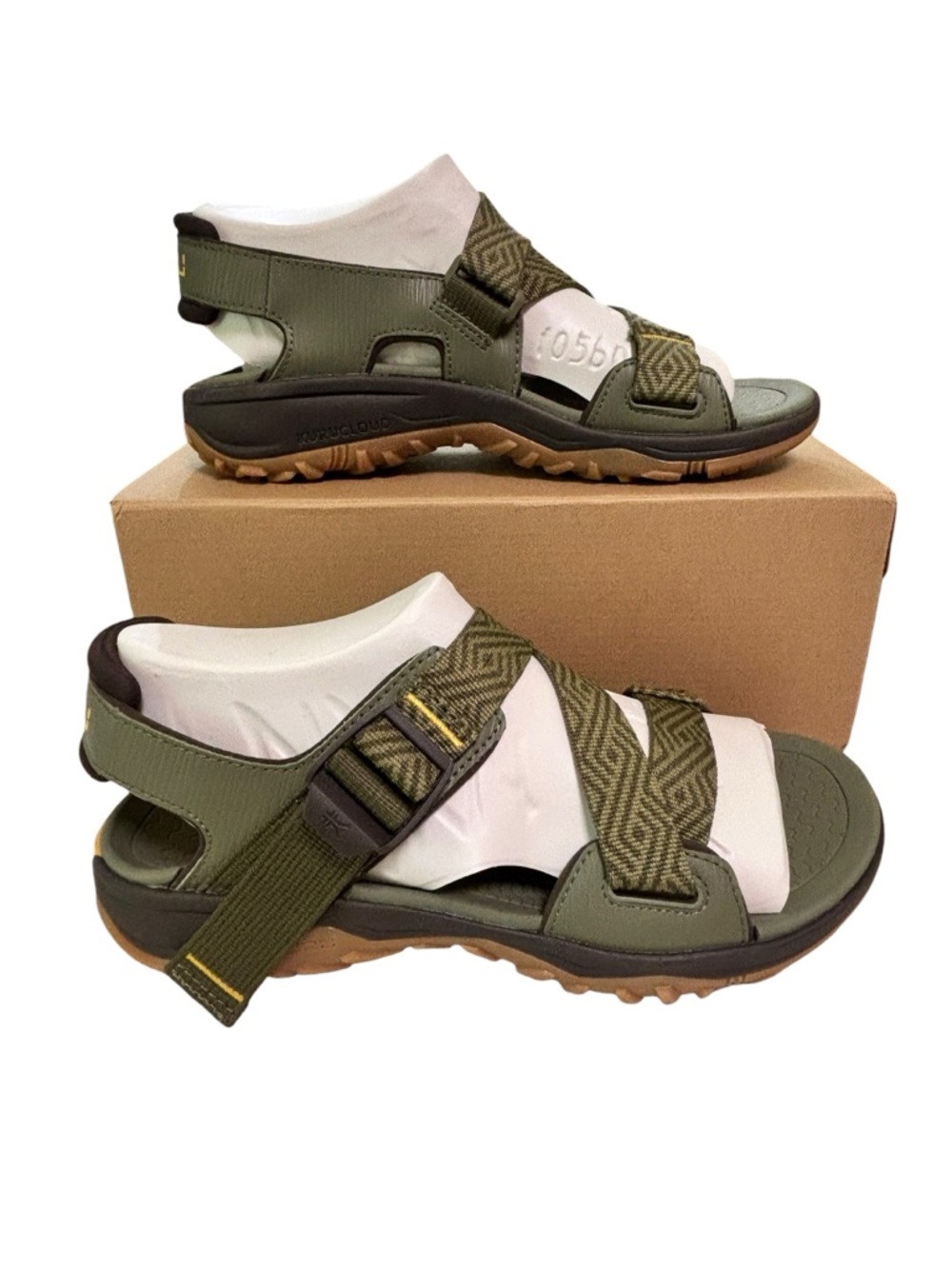 KURU Current Sandals Shoes Mens Size 9 Olive Green Golden Yellow Comfort Hiking